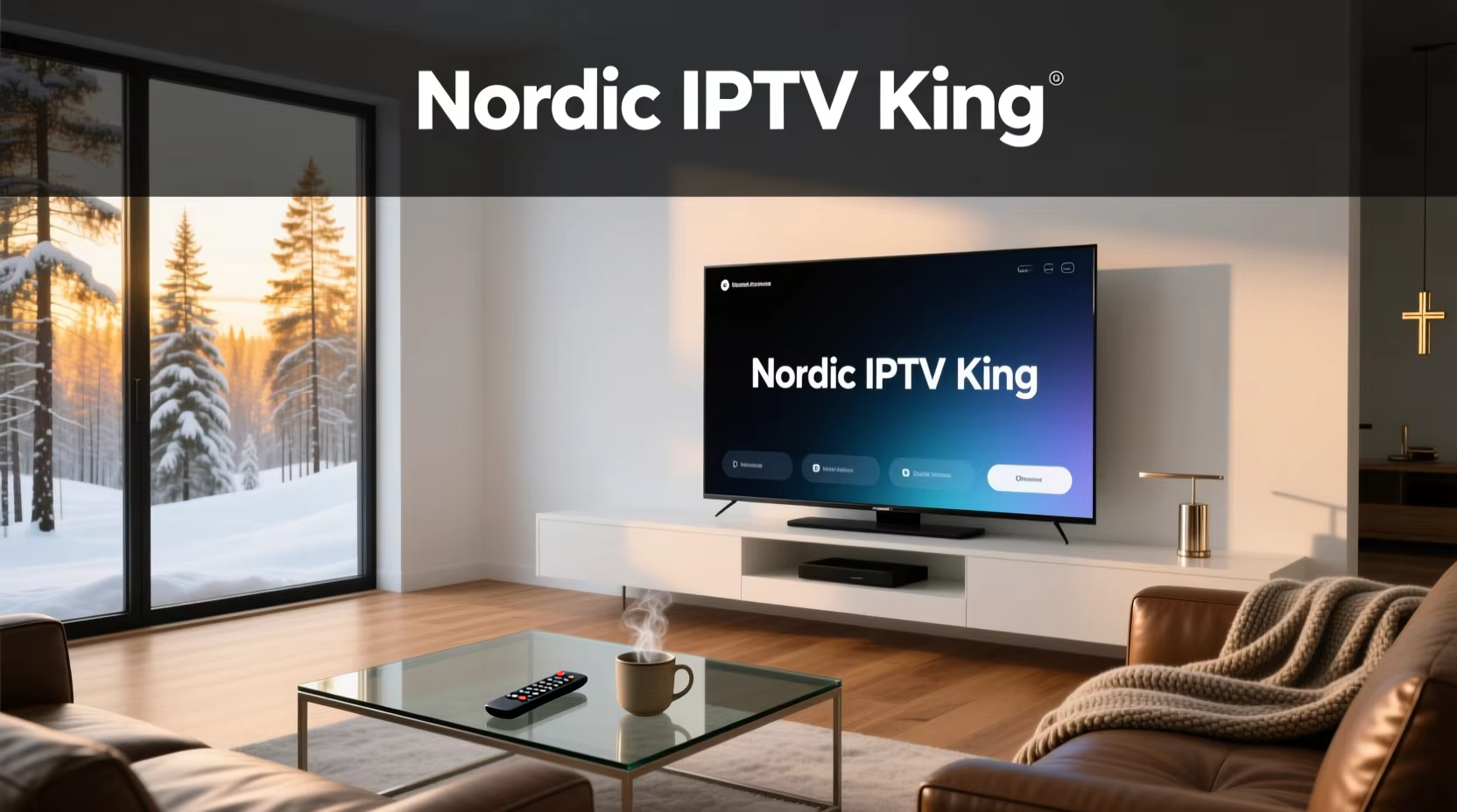 Nordic IPTV King streaminggränssnitt med nordiskt kanalutbud på TV-skärm